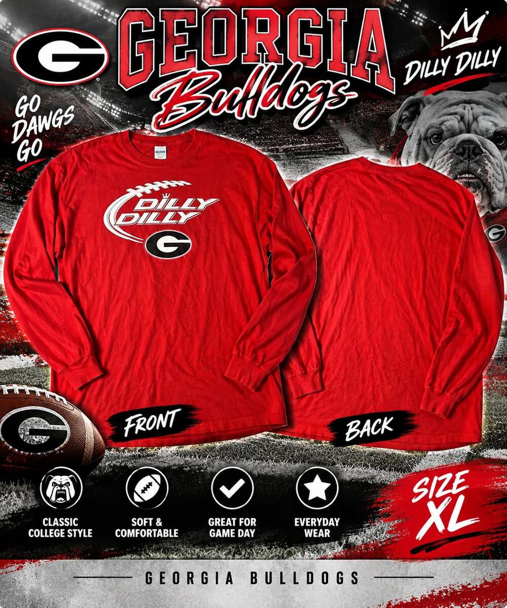 Gildan Georgia Bulldogs Dilly Dilly Long Sleeve T-Shirt Size XL Red